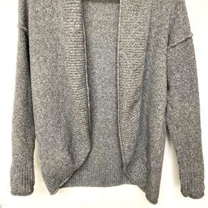 Grey Slouchy Open-Front Cardigan Sweater